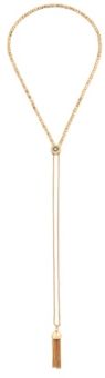 Stone Tassel Slider Gold-tone Metal Y-Necklace