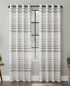 Delta Tonal Stripe Cotton Semi-Sheer Grommet Curtain Panel, 96" x 52"