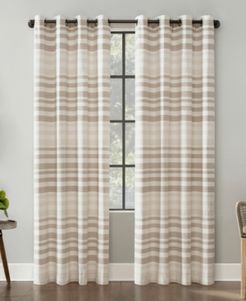 Delta Tonal Stripe Cotton Semi-Sheer Grommet Curtain Panel, 96" x 52"