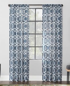 Sloane 52" x 84" Trellis Print Linen Blend Sheer Curtain Panel
