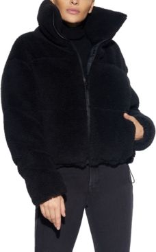 Faux-Sherpa Puffer Teddy Coat, Created for Macy's