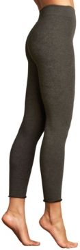 Ribbed Plush Leggings With Roll Cuff