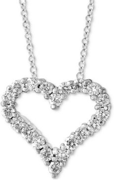 Effy Diamond Heart 18" Pendant Necklace (1/2 ct. t.w.) in 14k White Gold