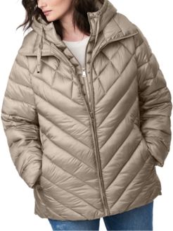 Plus Size Bibbed Hooded Packable Puffer Coat