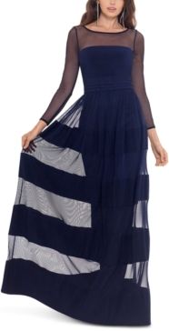 Striped-Skirt Gown