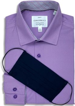 Receive a Free Face Mask with purchase of the Con. Struct Men's Slim-Fit Performance Stretch Purple Texture Cooling Comfort Dress Shirt