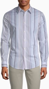 Stretch Cotton Multi-Stripe Button-Down Shirt