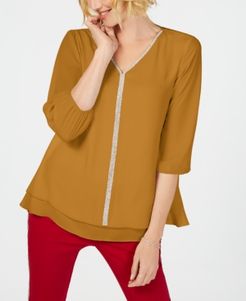 Jeweled Tiered-Hem Blouse, Created for Macy's