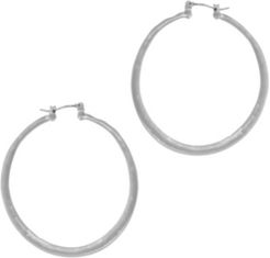 Silver-Tone Hammered Hoop Earrings