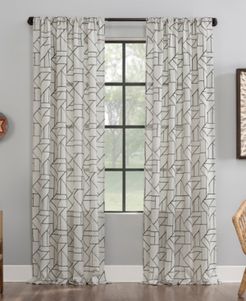 Jigsaw Embroidery 50" x 95" Linen Blend Curtain Panel