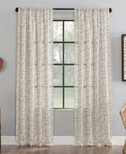 Jigsaw Embroidery 50" x 95" Linen Blend Curtain Panel