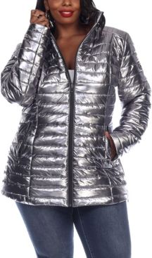 Plus Size Metallic Puffer Coat