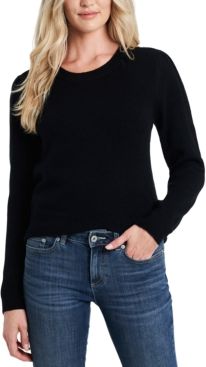 Crew-Neck Puffed-Shoulder Sweater