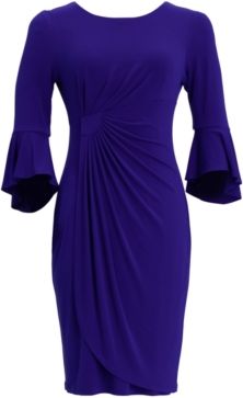 Petite 3/4-Sleeve Side-Ruched Sheath Dress