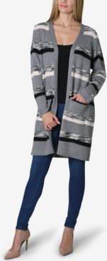 Shawl Collar Stripe Long Sleeve Sweater Cardigan