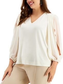 Plus Size Split-Sleeve Top, Created for Macy's