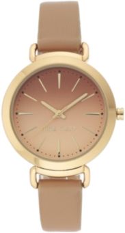 Gold-Tone and Tan Strap Watch, 36mm