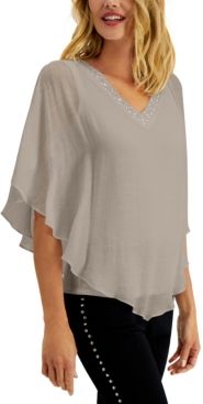 Petite Embellished Poncho Top, Created for Macy's
