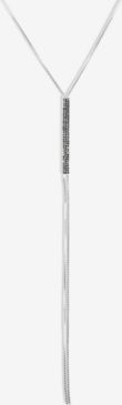 Silver-Tone Pave Bar Lariat Necklace, 25" + 2" extender