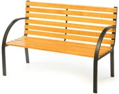 Classical Wooden Outdoor Park Patio Garden Yard Bench with Steel Frame