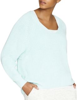 Dolman-Sleeve V-Neck Sweater