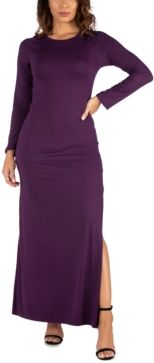 Long Sleeve Side Slit Fitted Maxi Dress