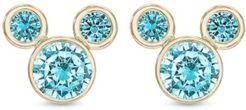 Children's Cubic Zirconia Birthstone Mickey Mouse Stud Earrings in 14k Gold