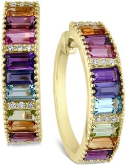 Effy Multi-Gemstone (2-1/3 ct. t.w.) & Diamond (1/10 ct. t.w.) Hoop Earrings in 14k Gold