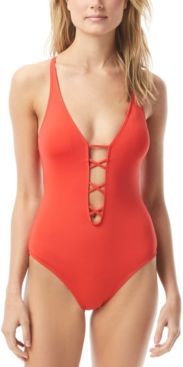 Strappy Plunging One-Piece Swimsuit Women's Swimsuit