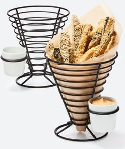 Mixed Materials Conical Fry Baskets with Dip Bowls, Set of 2, Created for Macy's