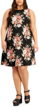 Trendy Plus Size Floral-Print A-Line Dress