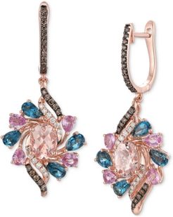 Peach Morganite Multi-Stone Earrings in 14k Rose Gold