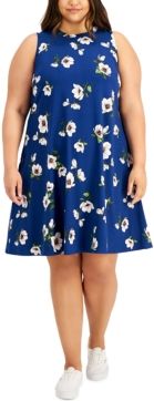 Trendy Plus Size Floral-Print A-Line Dress