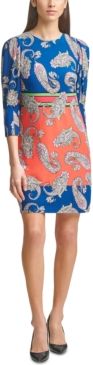 Printed 3/4-Sleeve Shift Dress