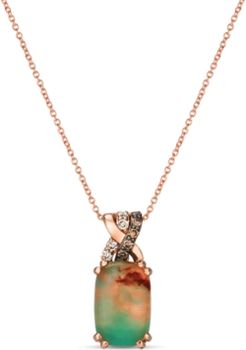 Creme Brulee Aquaprase Candy & Diamond (1/8 ct. t.w.) 18" Pendant Necklace in 14k Rose Gold