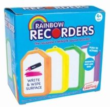 Junior Learning Rainbow Recorders Reusable 1 Minute Sound Recorder, Set of 4