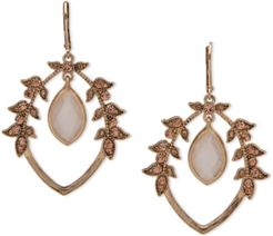 Gold-Tone Pave Leaf & Stone Orbital Drop Earrings