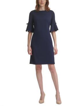 Solid Tie-Sleeve Sheath Dress