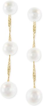 Effy Cultured Freshwater Pearl Triple Drop Earrings in 14k Yellow, White or Rose Gold (5mm)