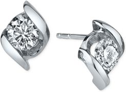 Diamond Twist Stud Earrings (1/3 ct. t.w.) in 14k White Gold