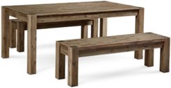 Canyon 3 Piece Dining Set, Created for Macy's, (72" Table and 2 Benches)