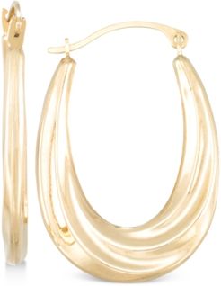 Draped-Look Oval Hoop Earrings in 10k Gold
