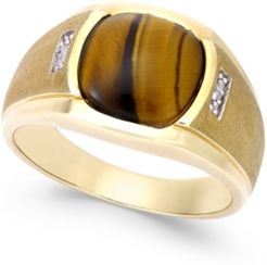 Tiger Eye (10mm) and Diamond Accent Ring in 10k Gold