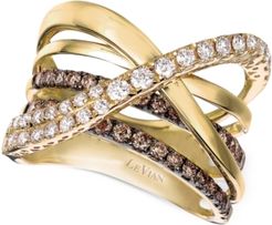 Chocolatier Gladiator Diamond Crisscross Ring (1-1/3 ct. t.w.) in 14k Gold