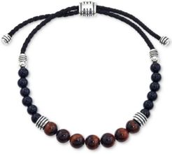Tiger's Eye (8mm) and Onyx (6mm) Beaded Bolo Bracelet in Sterling Silver, Created for Macy's