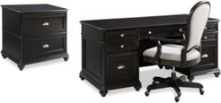 Clinton Hill Ebony Home Office Furniture Set, 3-Pc. Set (Executive Desk, Lateral File Cabinet & Upholstered Desk Chair)