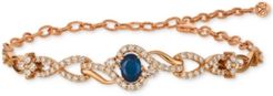 Strawberry & Nude Blueberry Sapphire (3/4 ct. t.w.) & Diamond (1-1/2 ct. t.w.) Link Bracelet in 14k Rose Gold