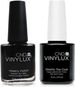 Creative Nail Design Vinylux Black Pool Nail Polish & Top Coat (Two Items), 0.5-oz, from Purebeauty Salon & Spa