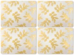 Etched Leaves Light Gray Set of 4 Placemats