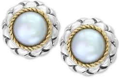 Effy Cultured Freshwater Pearl (8mm) Stud Earrings in Sterling Silver & 18k Gold